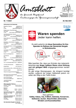 Gemeindeblatt Nr. 11 Vom 28.05.2021