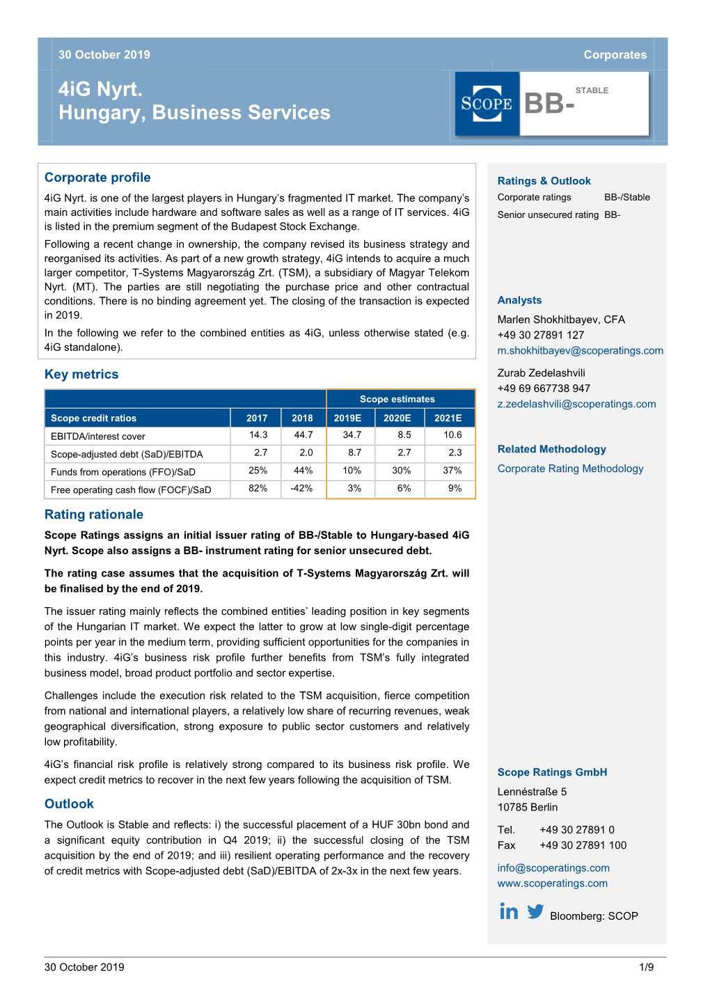 Rating Report, October 2019