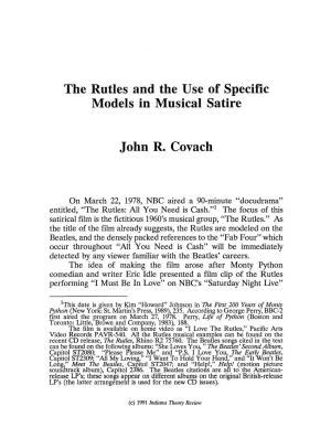 The Rutles and the Use of Specific Models in Musical Satire John R