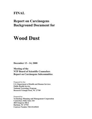Roc Background Document: Wood Dust; Dec. 13-14, 2000