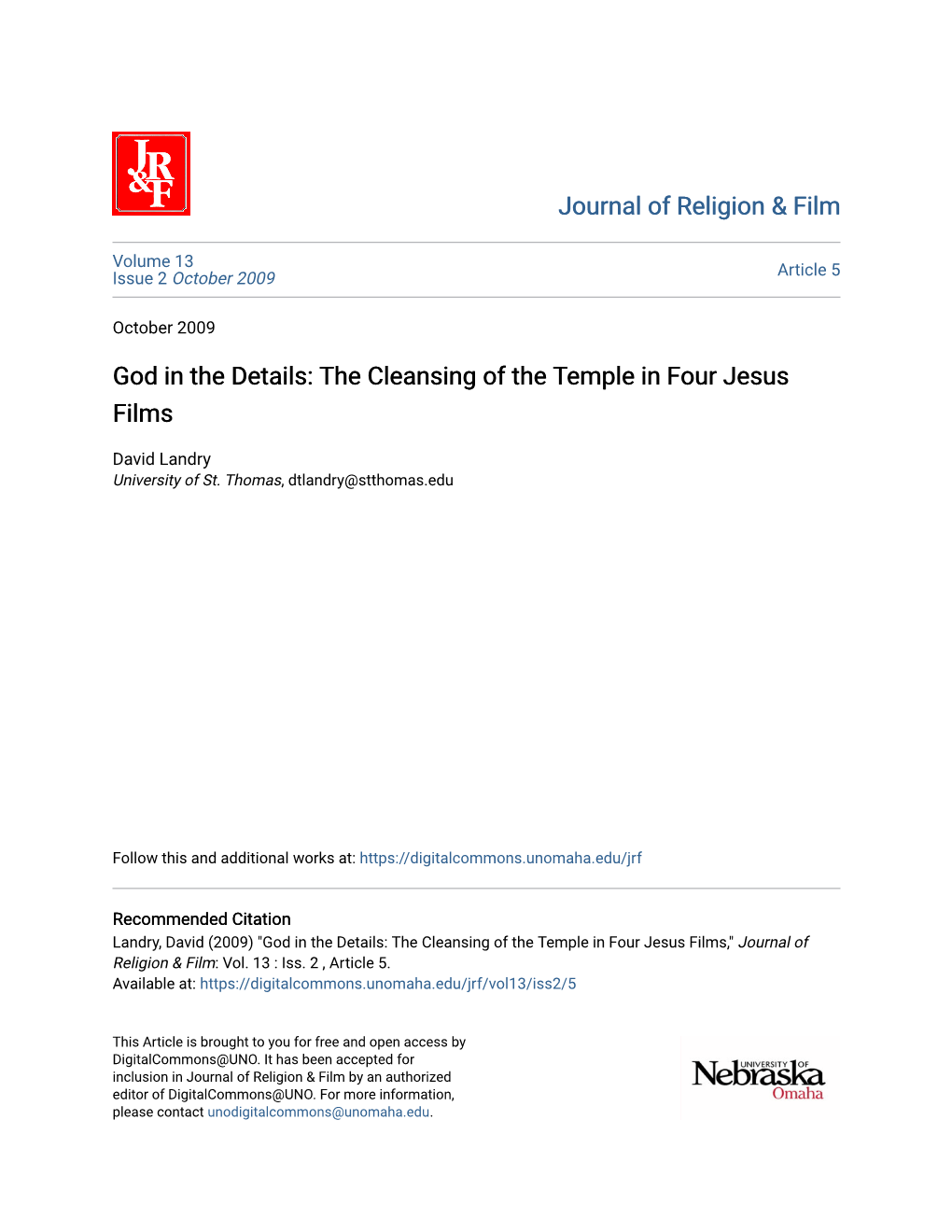 The Cleansing of the Temple in Four Jesus Films