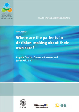 WHO: Where Are the Patients in Decision-Making About Their Care?