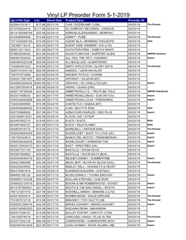 LP Pre-Order Report 5-1-19.Xls