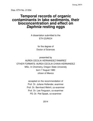 Temporal Records of Organic Contaminants in Lake Sediments, Their Bioconcentration and Effect on Daphnia Resting Eggs