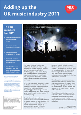Adding up the UK Music Industry 2011