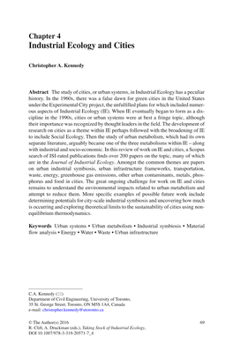 Chapter 4 Industrial Ecology and Cities
