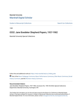 Jane Boedeker Shepherd Papers, 1937-1982