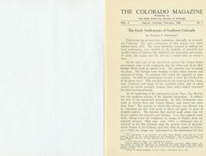 COLORADO MAGAZINE Published by the State Historical Socie,Ty of Colorado VOL