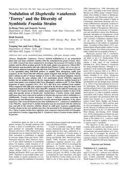 Nodulation of Shepherdia 3Utahensis 'Torrey' and the Diversity Of