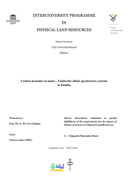 Carbon Dynamics in Maize - Faidherbia Albida Agroforestry Systems in Zambia