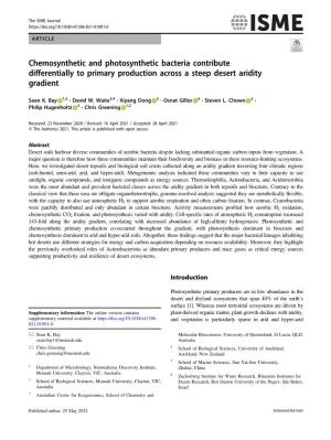 Chemosynthetic and Photosynthetic Bacteria Contribute Differentially to Primary Production Across a Steep Desert Aridity Gradient