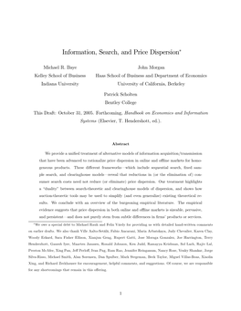 Information, Search, and Price Dispersion"