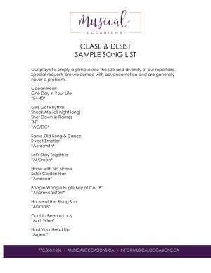 Cease & Desist Sample Song List