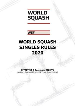 World Squash Singles Rules 2020