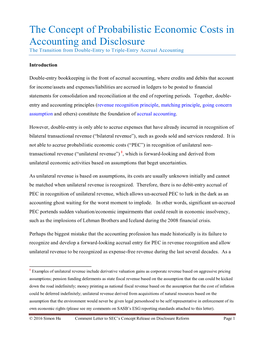 The Concept of Probabilistic Economic Costs in Accounting and Disclosure the Transition from Double-Entry to Triple-Entry Accrual Accounting