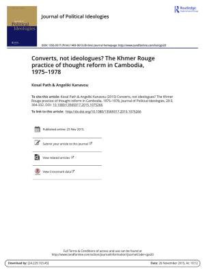 The Khmer Rouge Practice of Thought Reform in Cambodia, 1975–1978
