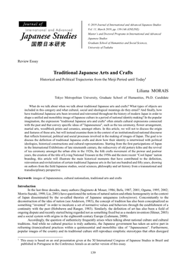 Traditional Japanese Arts and Crafts 1 Historical and Political Trajectories from the Meiji Period Until Today