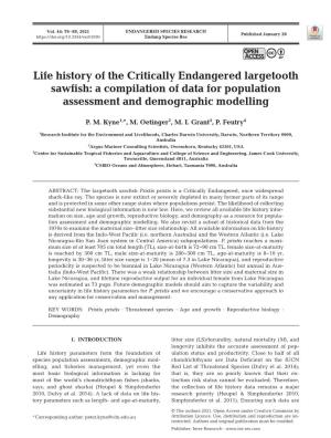 Life History of the Critically Endangered Largetooth Sawfish: a Compilation of Data for Population Assessment and Demographic Modelling