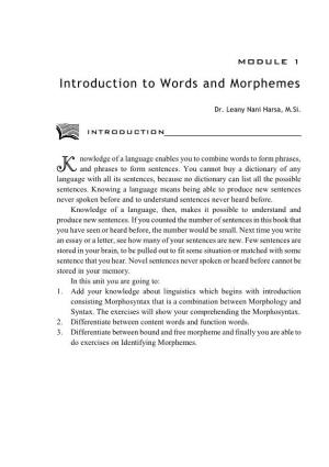 Introduction to Words and Morphemes