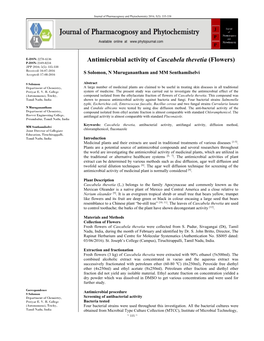 Antimicrobial Activity of Cascabela Thevetia