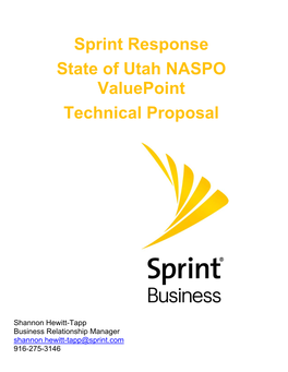 Sprint Response State of Utah NASPO Valuepoint Technical Proposal