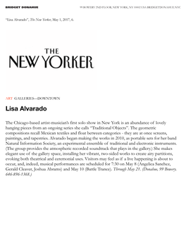 Lisa Alvarado”, the New Yorker, May 1, 2017, 6