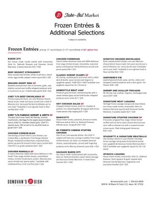 Frozen Entrées & Additional Selections