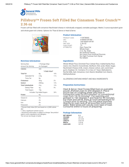 Pillsbury™ Frozen Soft Filled Bar Cinnamon Toast Crunch™ 2.36 Oz Print View | General Mills Convenience and Foodservice