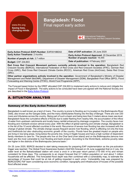 Bangladesh: Flood Final Report Early Action