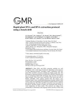 Rapid Plant DNA and RNA Extraction Protocol Using a Bench Drill Brief Note