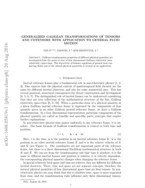 Generalized Galilean Transformations of Tensors and Cotensors with Application to General Fluid Motion