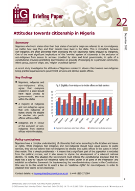 Attitudes Towards Citizenship in Nigeria December 2012