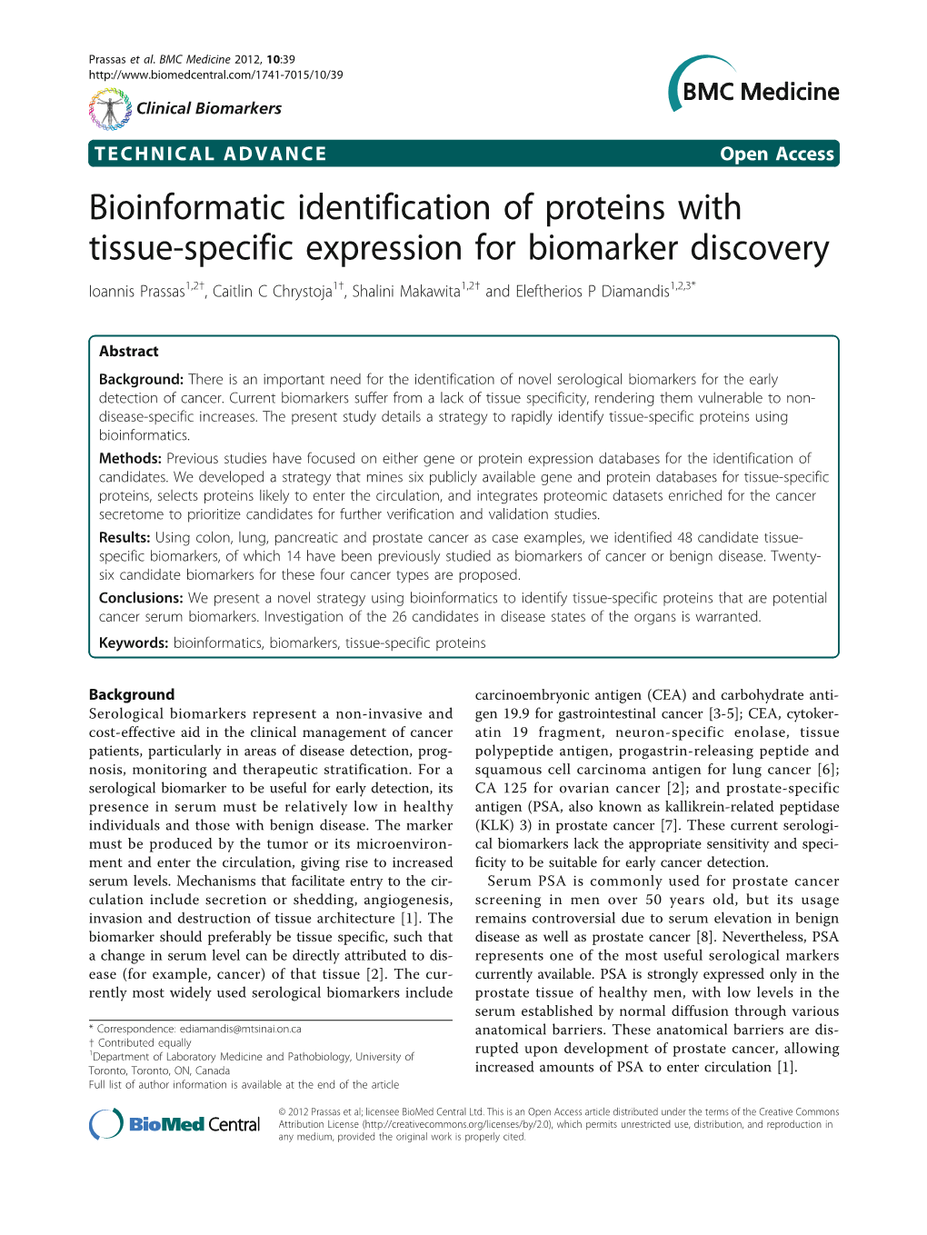 Bioinformatic Identification of Proteins with Tissue-Specific Expression For