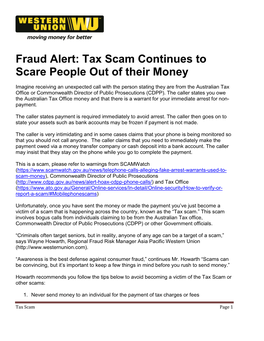 Tax Scam Continues to Scare People out of Their Money