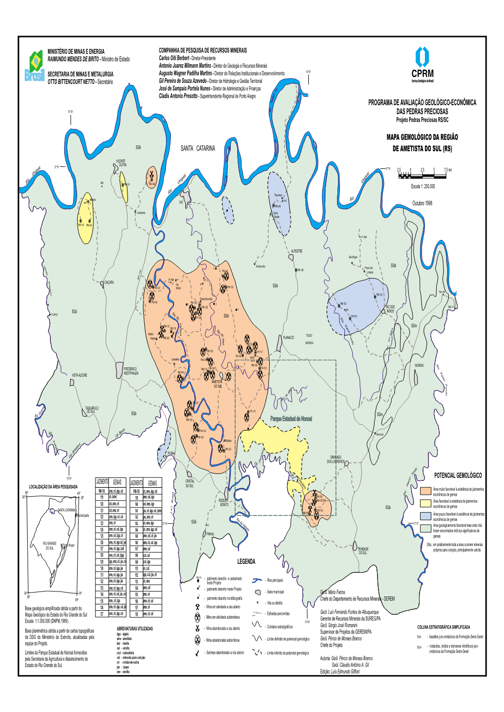 Mapa Gemológico Da Região De Ametista Do