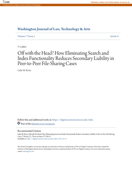 How Eliminating Search and Index Functionality Reduces Secondary Liability in Peer-To-Peer File-Sharing Cases Luke M