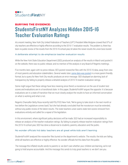 Studentsfirstny Analyzes Hidden 2015-16 Teacher Evaluation Ratings