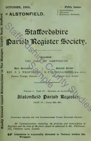 Alstonefield Parish Register, 1538-1812