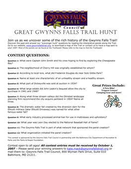 Great Gwynns Falls Trail Hunt