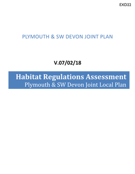 Habitat Regulations Assessment Plymouth & SW Devon Joint Local Plan Contents