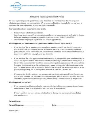 Behavioral Health Appointment Policy