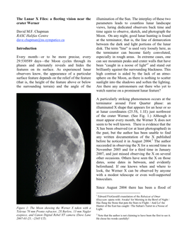 The Lunar X Files: a Fleeting Vision Near the Crater Werner David M.F