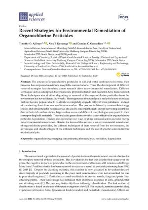 Recent Strategies for Environmental Remediation of Organochlorine Pesticides