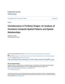 An Analysis of Homeless Campsite Spatial Patterns and Spatial Relationships
