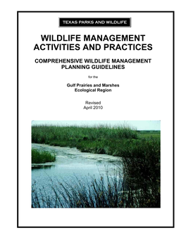 Wildlife Management Activities and Practices