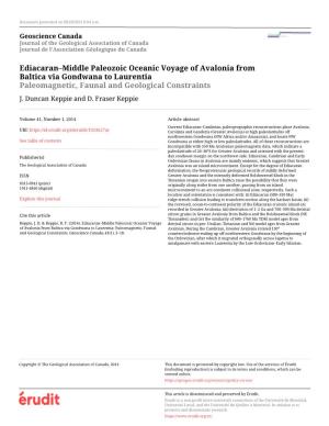 Ediacaran–Middle Paleozoic Oceanic Voyage of Avalonia from Baltica Via Gondwana to Laurentia Paleomagnetic, Faunal and Geological Constraints J