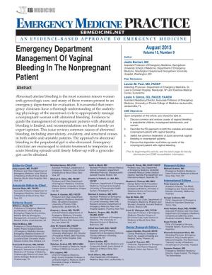 Emergency Department Management of Vaginal Bleeding in the Nonpregnant Patient