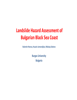 Landslide Hazard Assessment of Bulgarian Black Sea Coast