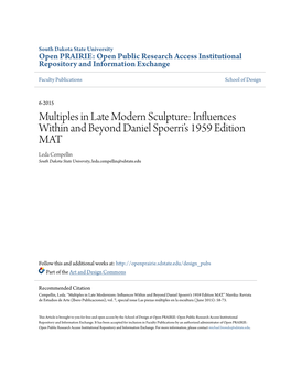 Multiples in Late Modern Sculpture: Influences Within and Beyond