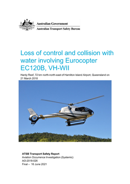 Loss of Control and Collision with Water Involving Eurocopter EC120B, VH